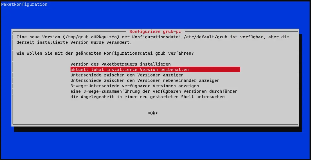 Debian 12 Upgrade - Rückfrage betreffend der config-files