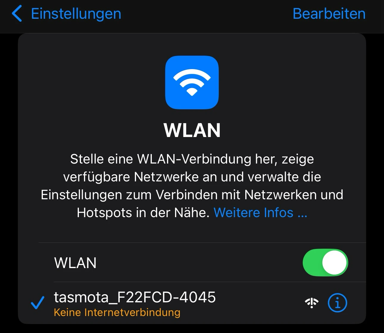 Verbindung mit Tasmota WLAN herstellen