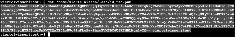 Ausgabe des Public Keys auf der Konsole mit cat